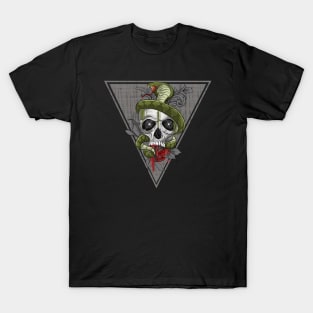 Skull With Rose and Snake T-Shirt